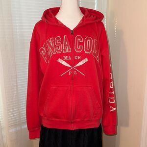 EXIST M Coral Pink White Pensacola Beach Florida Full Zip Cotton Hoodie